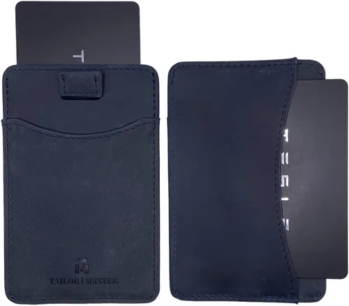 Miniatura 2 de Tailor Master Tarjetero para Tesla Model 3 X Y Slim Minimalista Tarjetero Bloqueo RFID, Azul marino