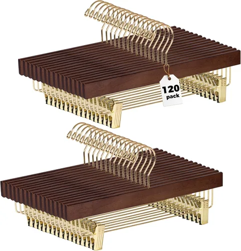Miniatura 19 de Quality Hangers Perchas de madera para pantalones, paquete de 20 ganchos giratorios para ropa, falda de madera de loto, pantalones, pantalones