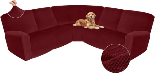 Miniatura 568 de Arfntevss Fundas de sofá seccional reclinable de terciopelo, Funda de sofá seccional de esquina para sofá reclinable, Funda elástica suave