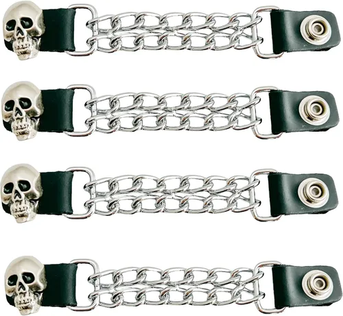 Miniatura 10 de Funk Plus Extensores de chaleco de motocicleta de 4 pulgadas, doble cadena cromada, chaqueta MC a presión regular fabricada en EE. UU