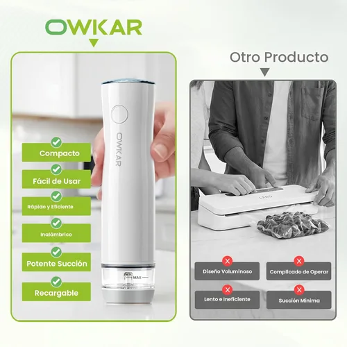Miniatura 8 de Sellador al vacío portátil de mano para alimentos con 32 bolsas reutilizables, sellador al vacío de alimentos compacto y potente con tanque