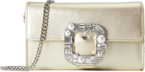 Kate Spade New York Bolso bandolera de cuero liso metálico con hebilla de novia color dorado pálido talla única