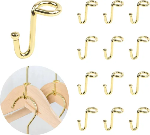 Percha de metal para ropa, paquete de 36 ganchos estables de metal dorado, extensores, organizador de clips fuertes en cascada