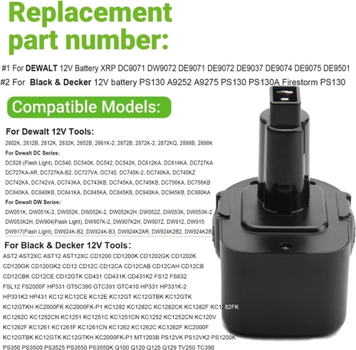 Miniatura 3 de Reemplazo de 3.5Ah para batería DEWALT de 12 V XRP DC9071 DW9072 DE9037 DE9074 DE9075 DE9501, también compatible con batería Black and Decker de 12