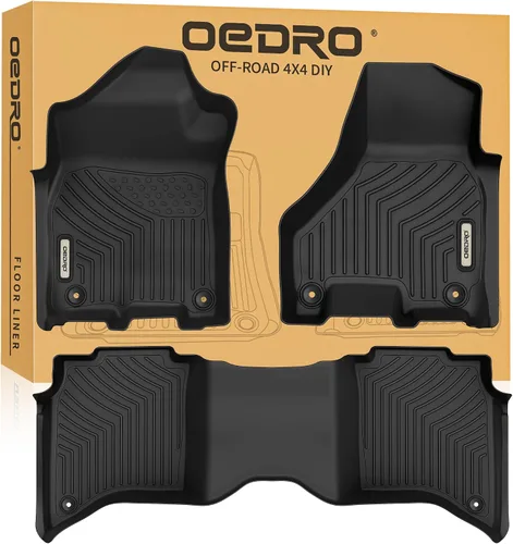Alfombrillas de piso OEDRO compatibles con Ram 2500/3500 Crew Cab de 2019-2025 2026 con asientos de cubo o banco en la primera fila, alfombrillas de
