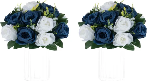 Miniatura 33 de NUPTIO Centros de mesa de flores blancas para mesas: 6 piezas de arreglo de bolas de flores artificiales para fiesta de boda, rosa floral falsa