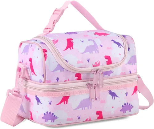 Miniatura 14 de VASCHY - Lonchera para niños, bolsas de almuerzo aisladas de dos compartimentos para niños y niñas con correa para el hombro para la escuela