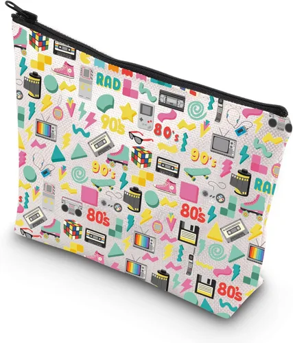VAMSII Bolsa de cosméticos de los 80's Vibes Regalo de fiesta de los 90, regalo elevado de los años 90, nostalgia de los 80, divertido regalo de los