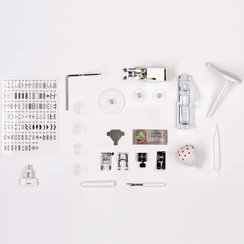Miniatura 7 de Janome JW8100 Máquina de coser computarizada completamente equipada con 100 puntadas, 7 ojales, tapa dura, mesa de extensión y 22 accesorios