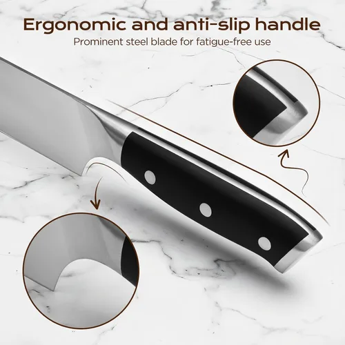 Miniatura 6 de Juego de 14 piezas de cuchillos con bloque de madera de roble, juego de cuchillos de cocina de acero inoxidable de alto carbono con cuchillo
