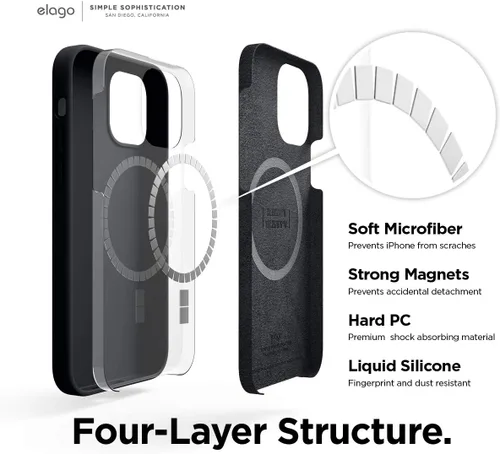 Miniatura 3 de elago Funda magnética de silicona compatible con MagSafe compatible con iPhone 12 y compatible con iPhone 12 Pro de 6.1 pulgadas, imanes integrados
