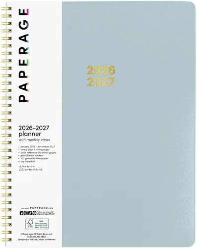 Miniatura 11 de PAPERAGE Planificador mensual y anual de 2 años, 24 meses (enero 2026 - diciembre 2027), 8.5 x 11 pulgadas, Planificador espiralado 2026-2027