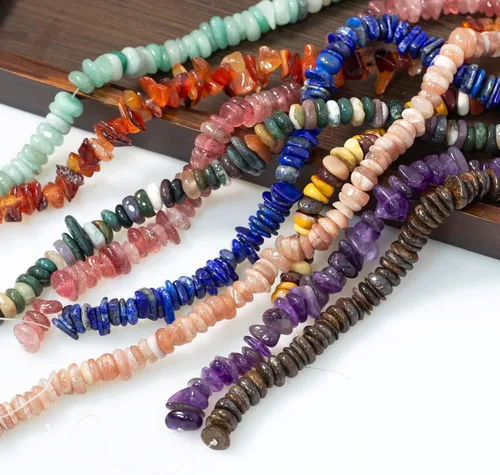 Miniatura 6 de 100 piezas de cuentas de piedras preciosas naturales para hacer joyas, 0.5 pulgadas, redondas irregulares, cuentas sueltas de cristal perforadas