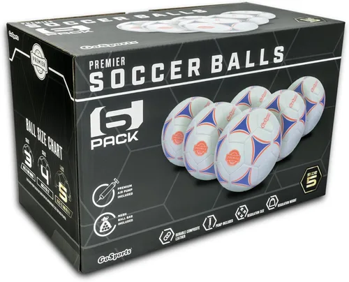 Miniatura 7 de GoSports Premier balones de fútbol - Venta individual o paquete de 6 - Tamaños 3, 4, 5, con bomba para balón