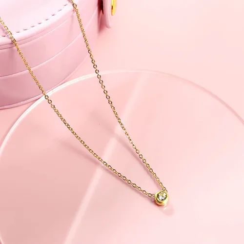 Miniatura 3 de Paquete de 2 collares con dije de corazón de circonita cúbica de titanio para mujeres, adolescentes y niñas, de acero inoxidable, cadena de capa