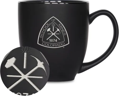 Miniatura 165 de Rico Industries - Taza de cerámica mate negra con grabado láser estándar de 15oz para NCAA (escuelas T & U) - Para bebidas calientes o frías