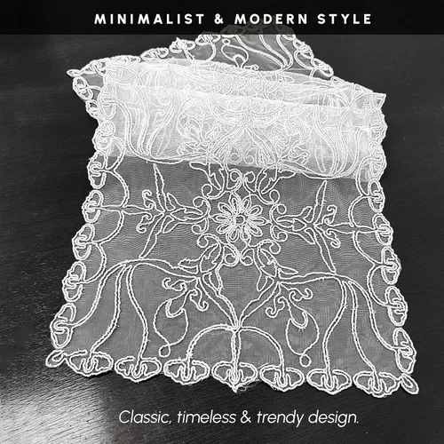 Miniatura 7 de Elegant Comfort Camino de mesa bordado Ingrid – Bufanda de tocador para el hogar comedor – Decoración de mesa de encaje como decoración de mesa