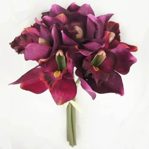 Miniatura 5 de Paquete de 7 tallos de orquídea Cymbidium de flores artificiales Bubblegum