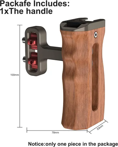 Miniatura 6 de Mini mango lateral de madera con tornillos de 1/4 de pulgada a 20 tornillos para cámara digital, jaula de cámara réflex digital con soporte de Mango