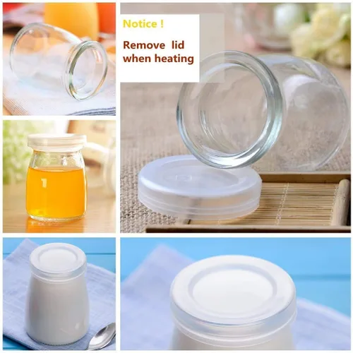 Miniatura 3 de 6 frascos de pudín de yogur con tapas de plástico, ideales para mermelada, miel, recuerdos de boda, regalos de ducha, alimentos para bebés