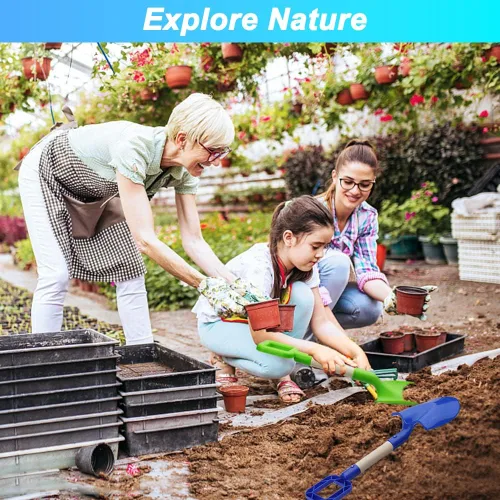 Miniatura 4 de Palas de arena de playa de 16 pulgadas para niños, kits de herramientas de jardinería, pala de madera larga resistente para excavar nieve y arena