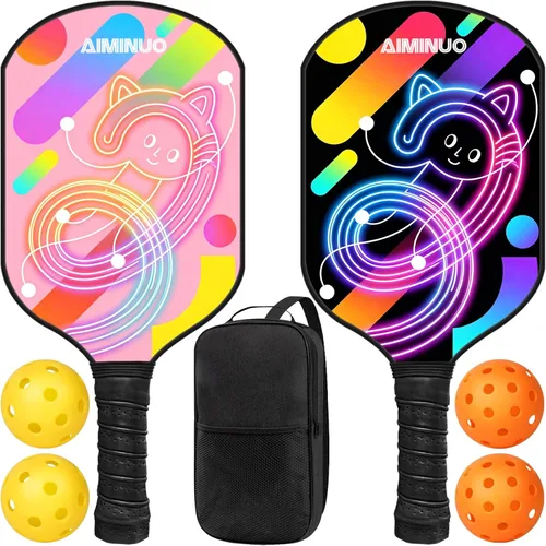 Miniatura 25 de Palas de pickleball de fibra de vidrio, juego de paletas de pickleball ligeras de 0.63 pulgadas para hombres, mujeres, niños, interiores y exteriores