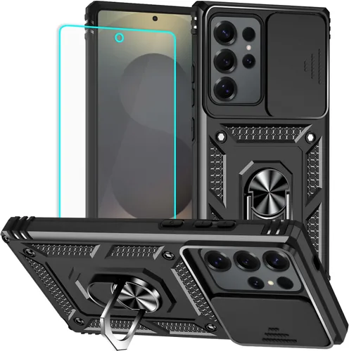 Miniatura 11 de HNHYGETE Funda para Samsung A13 5G, Galaxy A13 5G con protector de pantalla, soporte giratorio de grado militar de 360° (resistente), fundas Negro