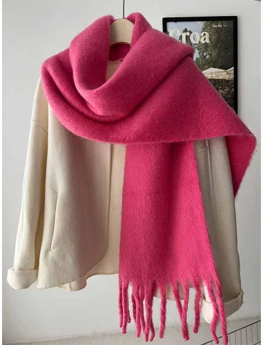 Miniatura 5 de Bufanda grande y gruesa de gran tamaño, esponjosas, de lana grande, gruesa, cálida para invierno