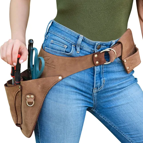 Cinturón de cuero para jardín para mujer, funda para herramientas de floristería, delantal de jardinería, caja de regalo incluida, soporte para