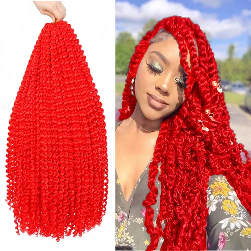 Miniatura 19 de Cabello Passion Twist de 18 pulgadas, 1 paquete de cabello Passion Twist de ganchillo, cabello de ganchillo Water Wave (18 pulgadas (paquete de 1)