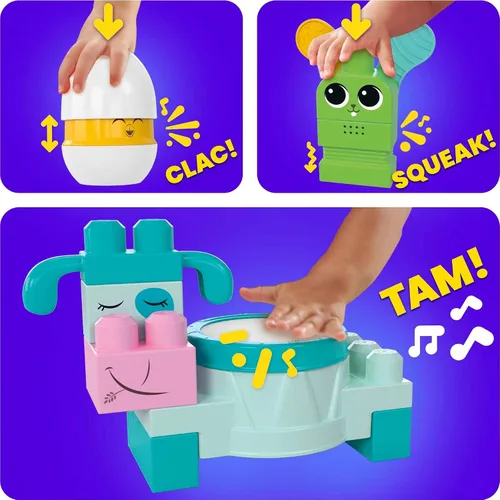 Miniatura 4 de Mega Bloks Fisher-Price - Juego de bloques de construcción para niños, banda musical de granja con 40 piezas y 6 hojas de música, a partir de 1 año