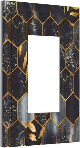 Miniatura 37 de Placa de pared decorativa con hojas de palmera tropicales de oro blanco, hoja de plátano, doble interruptor de luz de palanca decorativa, placa