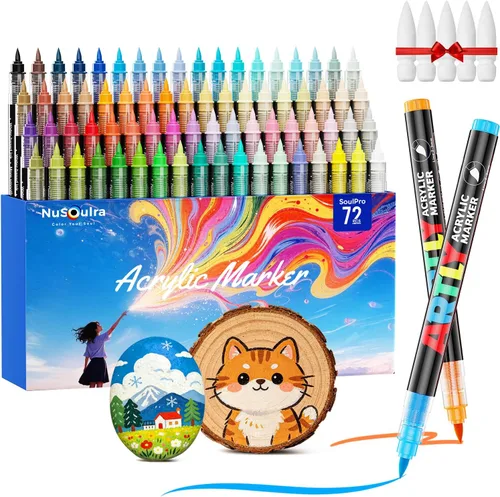 Marcadores de pintura acrílica de 72 colores, rotuladores de pintura acrílica con control automático de tinta, marcadores acrílicos profesionales