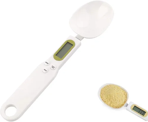 Cuchara de báscula de alimentos, báscula digital de cocina de alta precisión a pequeña escala con función de tara, pesaje y medición de ingredientes