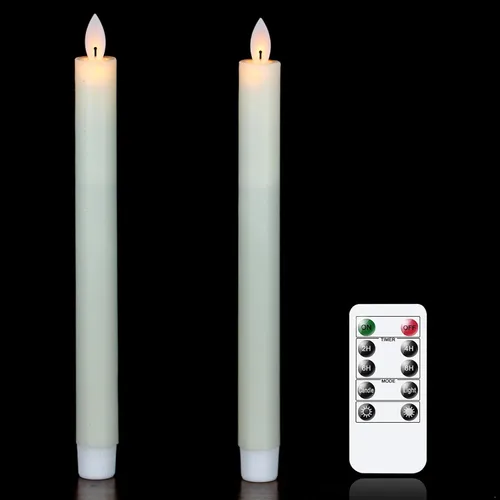 Miniatura 25 de Wondise Velas Cónicas Sin Llama con Control Remoto Temporizador, Candelabros Rojos Cerosos Reales a Batería Velas LED de Mecha 3D para Decoración