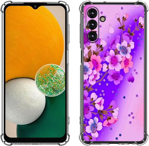 Miniatura 12 de Samsung Galaxy A14 5G - Funda para teléfono celular, diseño de flores de mariposa azul, a prueba de golpes, TPU con bordes elevados, compatible