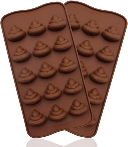 2 moldes de silicona para excrementos, divertidos moldes para chocolate, pasteles, dulces, pudín, fondant, molde para hornear emociones, fabricación