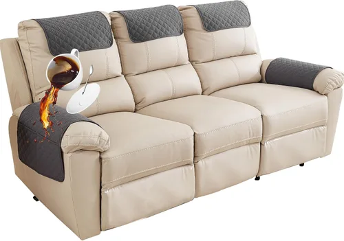 Miniatura 43 de Funda para Reposabrazos de Sofá, Funda para Reposacabezas de Silla Reclinable, Funda de Sillón con Bolsillos, Protector de Muebles Acolchado Beige