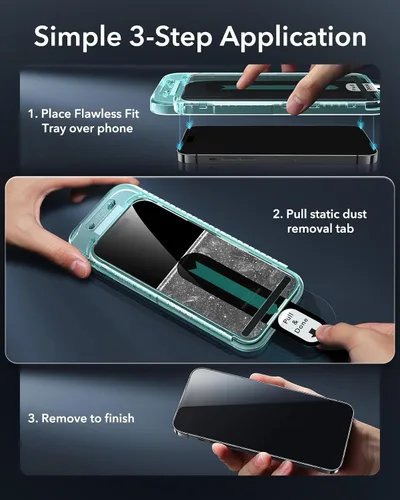 Miniatura 4 de ESR Paquete de 3 para iPhone 14 Pro Protector de Pantalla de Privacidad, Protector de Pantalla de Privacidad de Vidrio Templado Anti-espía