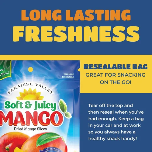 Miniatura 5 de Rebanadas de mango seco sin azúcar, textura deliciosa, suave y jugosa, mango seco con bajo contenido de azúcar, mangos naturalmente madurados