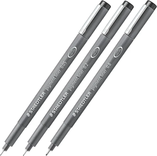Miniatura 3 de Staedtler Paquete de Rotuladores de Pigmento, Negro, 3 Rotuladores, Anchos de Línea Surtidos 0.05mm/0.2mm/0.8mm, 308-9SBK3