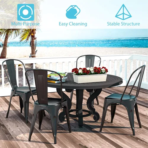 Miniatura 3 de Juego de 4 sillas de metal para patio, sillas para exteriores, sillas de metal para cocina, cocina, altura de restaurante, barra lateral apilable