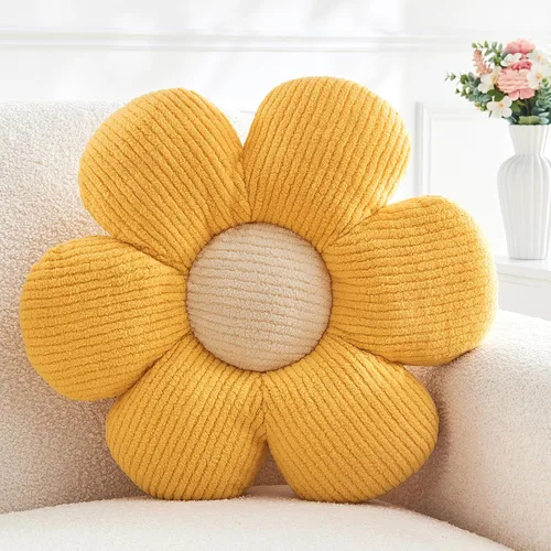 Miniatura 15 de Almohada en forma de flor rosa, cojín de suelo de 13.7 pulgadas, cojín de flor para sofá, sofá cama, almohada suave de margarita, cojín decorativo