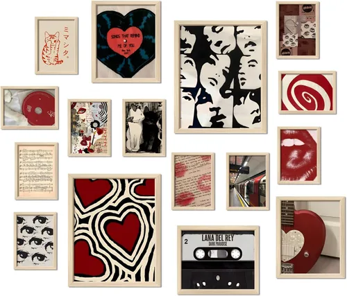 ANERZA 16 piezas de decoración para habitación de chicas del centro, impresiones de arte de pared Y2k para dormitorio, carteles coquetos para