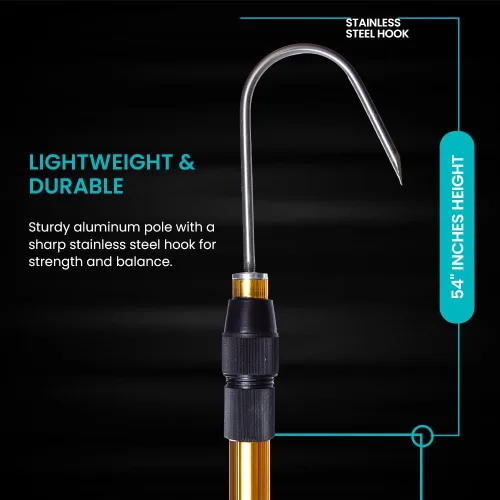 Miniatura 3 de GAFFER SPORTFISHING Gancho extensible de aluminio para peces con soporte de gancho de lanza de pesca de acero inoxidable afilado