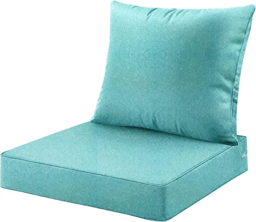 Miniatura 14 de ARTPLAN Juego de 2 cojines de asiento profundo con respaldo, cojines de sofá para exteriores para todo tipo de clima, tela de poliéster, espuma