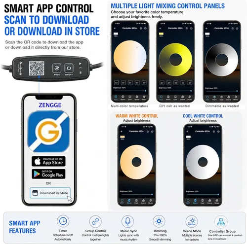 Miniatura 2 de Luces LED inteligentes de disco, iluminación regulable debajo del gabinete con control de aplicación Bluetooth, sincronización de música