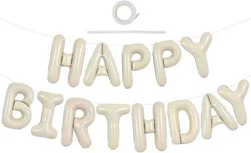 Miniatura 59 de TONIFUL Pancarta de Globos Negros de Feliz Cumpleaños de 16 Pulgadas con Letras de Papel de Aluminio Mylar, Cartel Banderín Reutilizable