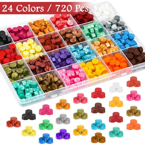 Miniatura 4 de Paxcoo Kit de cera de sellado con cuentas de sello de cera, sellos, calentador, cuchara, sobres para sellado de letras