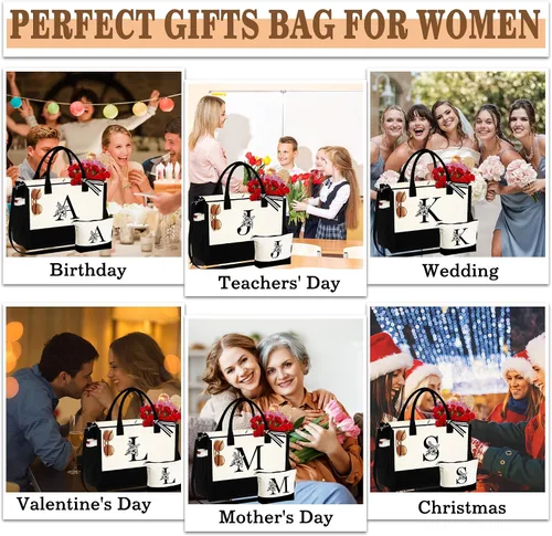 Miniatura 5 de Regalos de cumpleaños para mujeres y ella, bolsa de lona con monograma, bolsa de maquillaje, regalos personalizados para profesores, amigas